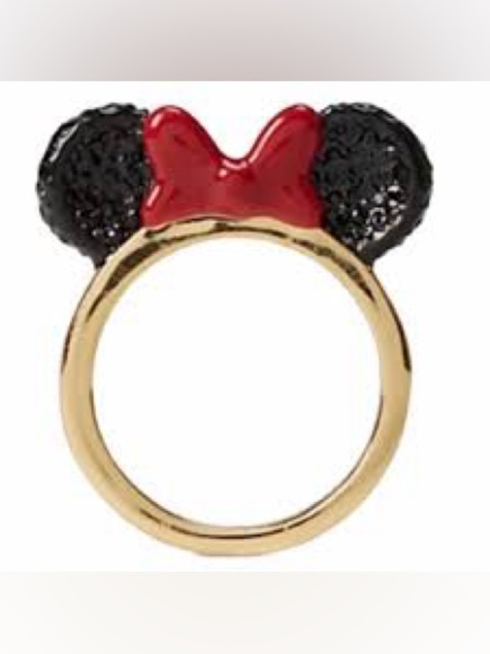 kate spade Gold Tone Ring with Red Enamel Bow and Black Ears